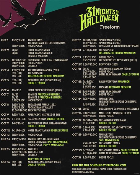 Freeform 31 Nights Of Halloween 2024 TV Schedule .